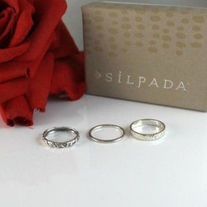 Set of 3 SILPADA Sterling Silver Stack Rings Size 7
